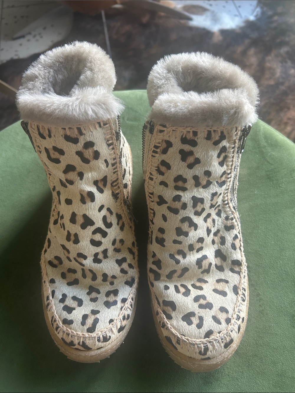 Laidback London Leopard print Calf Hair Faux Fur Lined Women's Ankle Boots